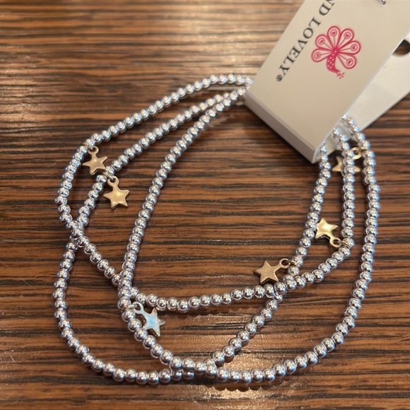 Beaded charm silver star bracelet set (3) - Picture 4 of 5
